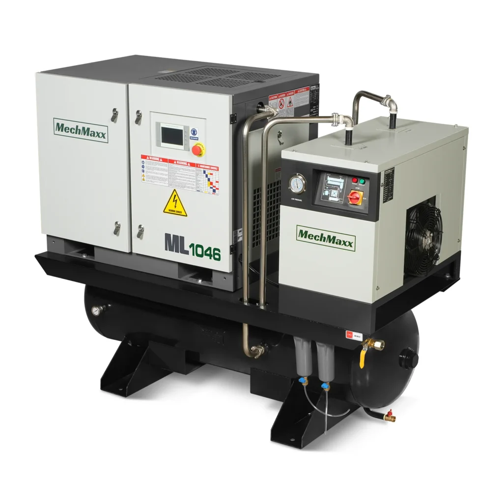 10HP Combined Rotary Screw Air Compressor with Dryer & 66-Gal ASME Tank | 32 CFM, 116 PSI, 460V 3-Phase - Industrial Grade